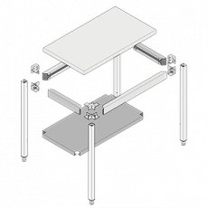 Demonteerbare inox tafel met ondertablet 700